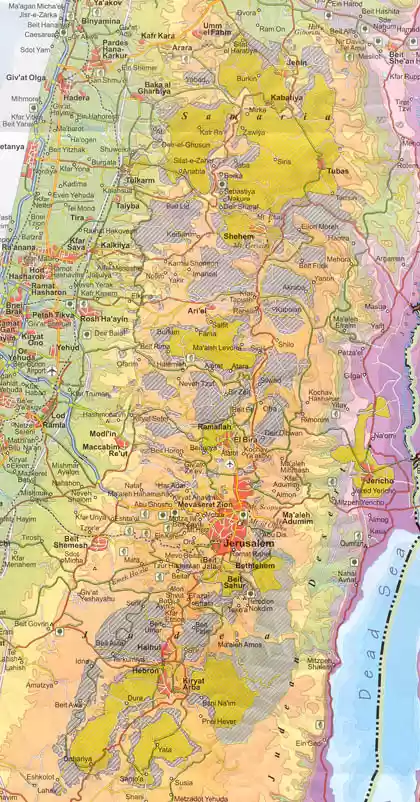 Israel (Judea and Samaria showing Palestinian Authority Areas A & B March 2000)